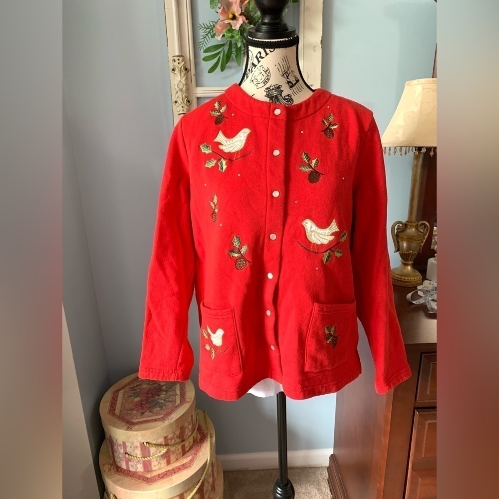 Women’s Breckenridge Red Snap Holiday Shirt Petite XL